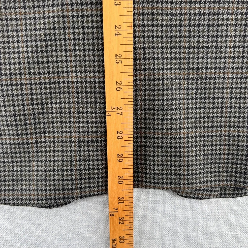 VTG 90s Jos A Bank Houndstooth Wool Blazer Sport Coat Men 48R Brown Ivy Academia